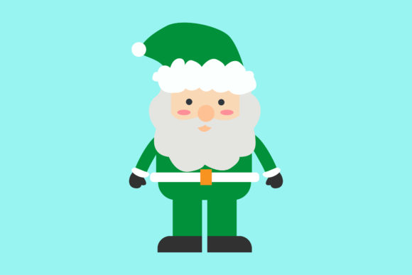 Christmas Santa Claus in Green Costume Graphics & Icons
