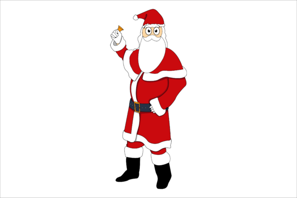 Red Santa Christmas Bring Bells Graphics & Illustrations