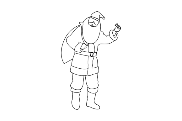 Santa Christmas Outline Gifts and Bells Graphics