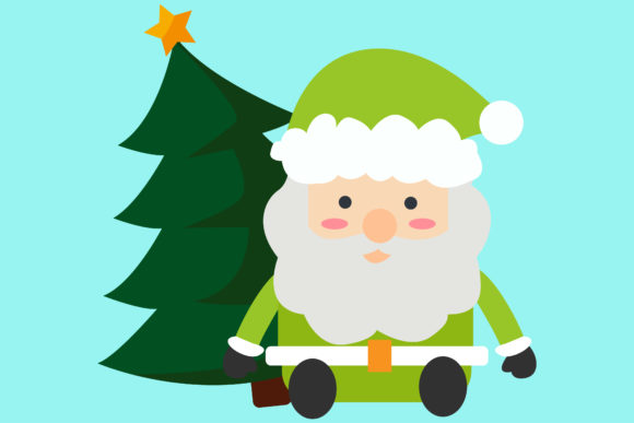 Santa Claus with a Christmas Tree Graphics Icons