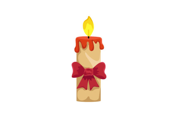 Simple Christmas Candle Light and Ribbon: Graphics & Illustrations